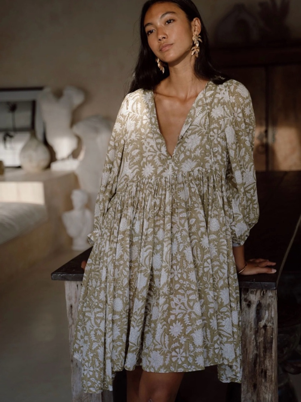 Daughters of India Kyra Dress- Olive